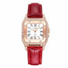 Fashionable Women's Alloy And Pu Square Dial Quartz Watch With Spiral Crown And Stainless Steel Pin Buckle