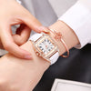 Fashionable Women's Alloy And Pu Square Dial Quartz Watch With Spiral Crown And Stainless Steel Pin Buckle