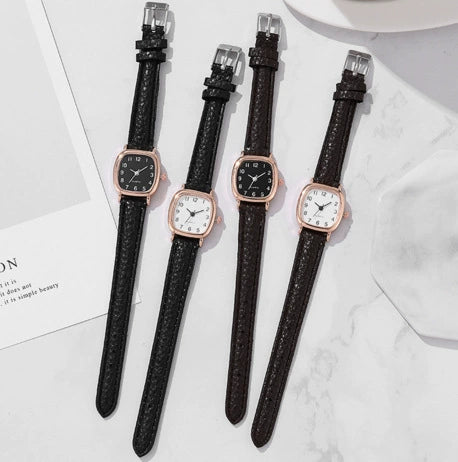 Fashionable Women's Alloy Strap Round Dial Watch Pin Buckle Spiral Crown Ordinary Glass Mirror