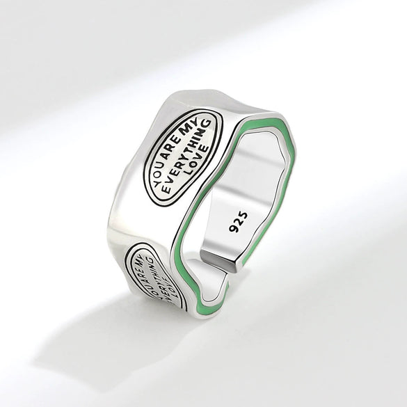 Fashionable Women's Copper Retro Ring With Irregular English Letter Design And Electroplating Treatment