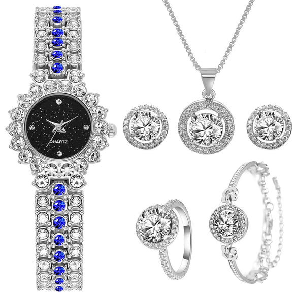 Fashionable Women's Diamondencrusted Quartz Bracelet Watch With Starry Sky Design Alloy Case Rose Gold Buckle And Round Dial