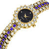 Fashionable Women's Diamondencrusted Quartz Bracelet Watch With Starry Sky Design Alloy Case Rose Gold Buckle And Round Dial