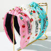 Fashionable Women's Hairbands Knotted Cloth With Diamondencrusted And Letternumbertext Design