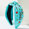 Fashionable Women's Hairbands Knotted Cloth With Diamondencrusted And Letternumbertext Design