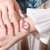 Fashionable Women's Oval Quartz Bracelet Watch With Alloy Buckle And Ordinary Glass Mirror