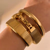Fashionable Women's Stainless Steel Electroplated Geometric Design Bracelet