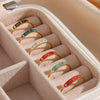 Fashionable Women's Stainless Steel Ring Jewelry 18K Gold Plated With Geometric Pattern And Adjustable Opening