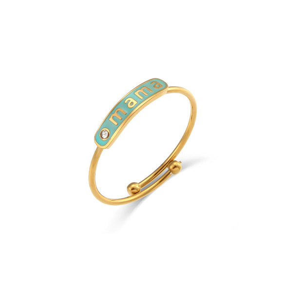 Fashionable Women's Stainless Steel Ring Jewelry 18K Gold Plated With Geometric Pattern And Adjustable Opening