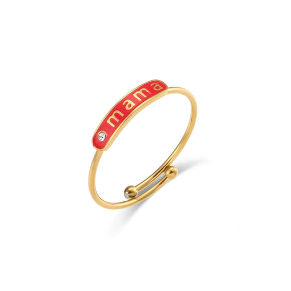 Fashionable Women's Stainless Steel Ring Jewelry 18K Gold Plated With Geometric Pattern And Adjustable Opening