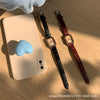 Female Antique Style Square Metal Belt Watch With Ordinary Glass Mirror Quartz