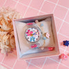 Female Cartoon Style Flower Heart Design Alloy Case And Silicone Strap Round Dial Watch