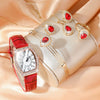 Female Casual Jewelry Set With Round Dial Stainless Steel Belt Watch