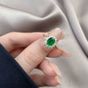 Female Copper Electroplated Sunflower Emerald Gem Ring With Geometric Pattern