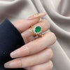 Female Copper Electroplated Sunflower Emerald Gem Ring With Geometric Pattern