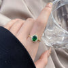 Female Copper Electroplated Sunflower Emerald Gem Ring With Geometric Pattern