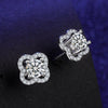 Female Earrings White Copper Electroplating Fourleaf Clover Heart Shape High Imitation Moissanite