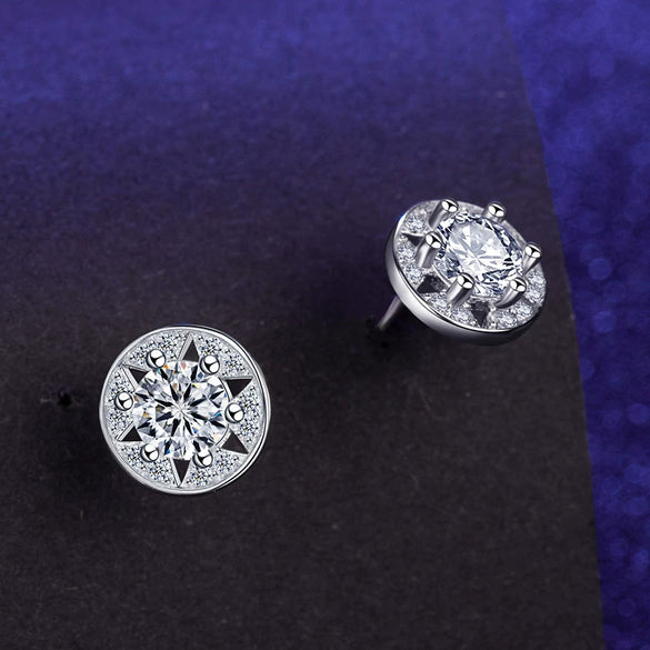 Female Earrings White Copper Electroplating Fourleaf Clover Heart Shape High Imitation Moissanite