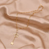 Female Fashion Hip Hop Niche Design Thick Titanium Steel Necklace With Snake Bone Chain And Five Pointed Star Pendant Electroplated
