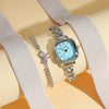 Female Fashionable Purple Aurora Dial Alloy Square Bracelet Watch With Butterfly Rhinestone And Stainless Steel Buckle