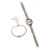 Female Fashionable Purple Aurora Dial Alloy Square Bracelet Watch With Butterfly Rhinestone And Stainless Steel Buckle