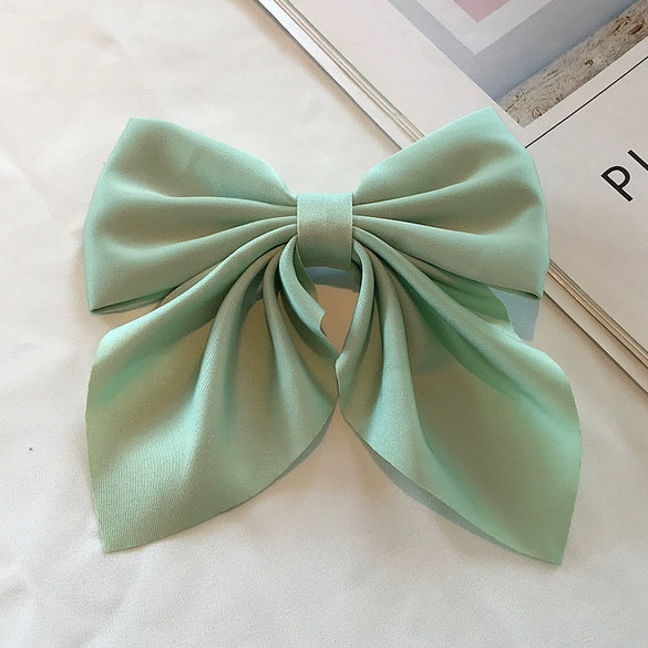 Female Hair Accessories Fabric Handmade Solid Color Bow Duck Bill Clip Hairpin