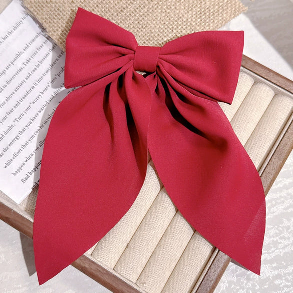 Female Hair Accessories Fabric Handmade Solid Color Bow Duck Bill Clip Hairpin
