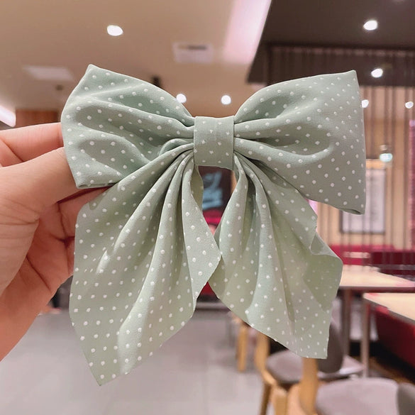 Female Hair Accessories Fabric Handmade Solid Color Bow Duck Bill Clip Hairpin