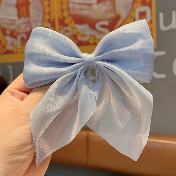 Female Hair Accessories Fabric Handmade Solid Color Bow Duck Bill Clip Hairpin