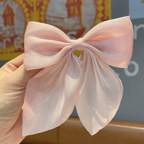 Female Hair Accessories Fabric Handmade Solid Color Bow Duck Bill Clip Hairpin