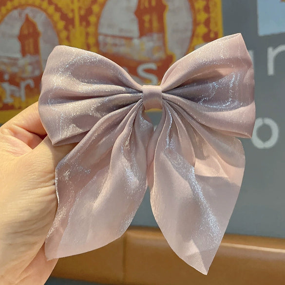 Female Hair Accessories Fabric Handmade Solid Color Bow Duck Bill Clip Hairpin