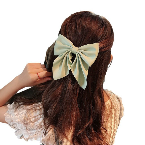 Female Hair Accessories Fabric Handmade Solid Color Bow Duck Bill Clip Hairpin