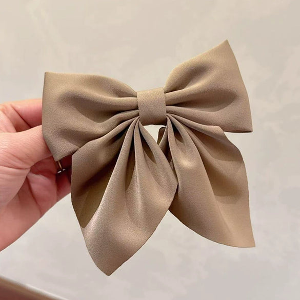 Female Hair Accessories Fabric Handmade Solid Color Bow Duck Bill Clip Hairpin
