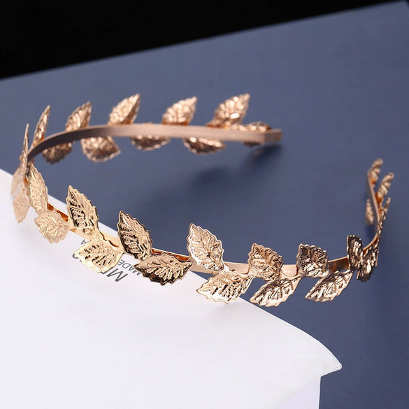 Female Hair Accessories Golden Leaf Metal Hairband Hair Crown With Electroplated Design Baroque Personality For Wholesale