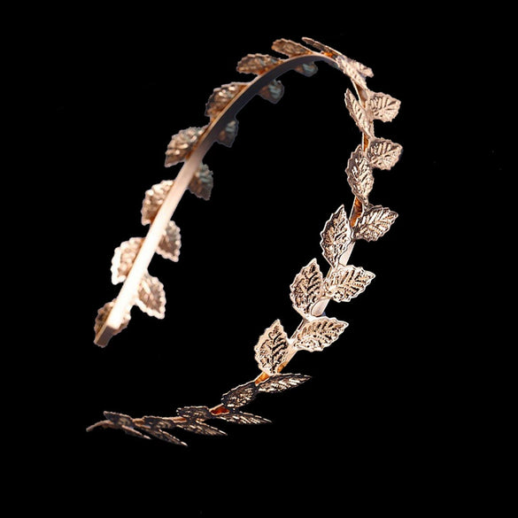 Female Hair Accessories Golden Leaf Metal Hairband Hair Crown With Electroplated Design Baroque Personality For Wholesale