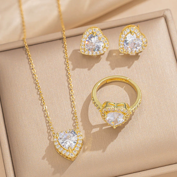 Female Necklace Titanium Steel Pendant With 18K Gold Zircon Set Heart Water Drop Bell Pattern Luxury New Style Design Sense Electroplated In Vacuum Furnace