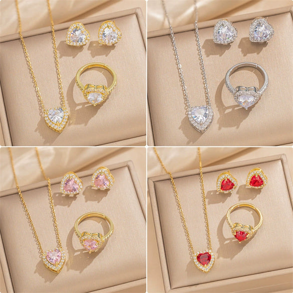 Female Necklace Titanium Steel Pendant With 18K Gold Zircon Set Heart Water Drop Bell Pattern Luxury New Style Design Sense Electroplated In Vacuum Furnace