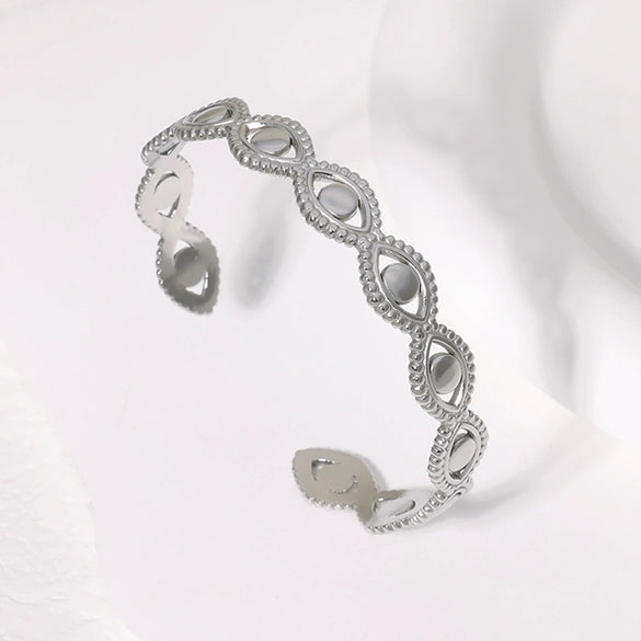 Female Personalized Street Niche Open Bracelet In Titanium Steel And Stainless Steel With Electroplating Treatment