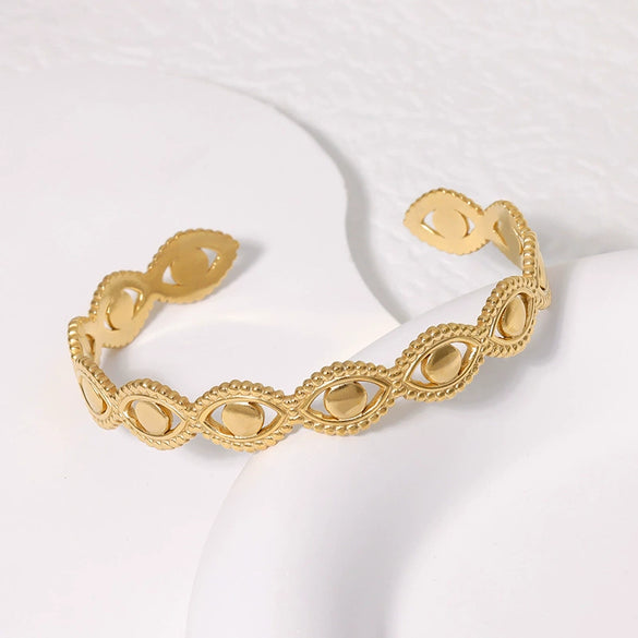 Female Personalized Street Niche Open Bracelet In Titanium Steel And Stainless Steel With Electroplating Treatment