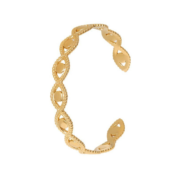 Female Personalized Street Niche Open Bracelet In Titanium Steel And Stainless Steel With Electroplating Treatment