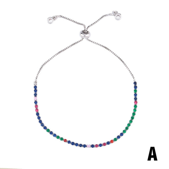 Female Pull Bracelet With Micro Inlaid Color Zircon Devil Eye And Wave Pattern Made Of Copper