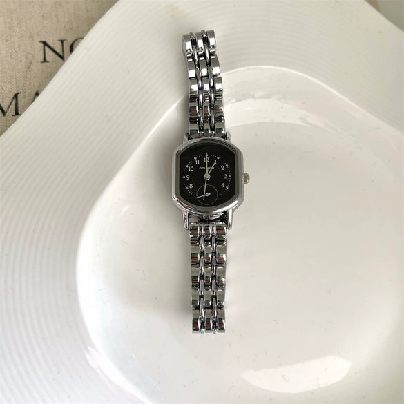 Female Student Fashion Light Luxury Square Dial Stainless Steel Band Alloy Case Quartz Watch