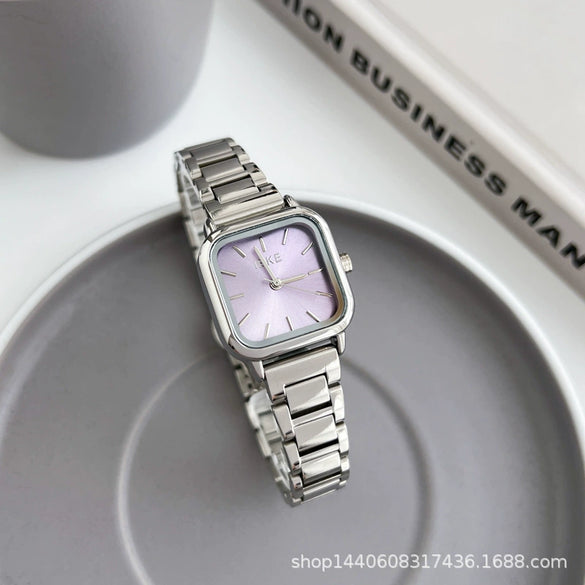 Female Student Fashion Square Alloy Case Steel Band Watch