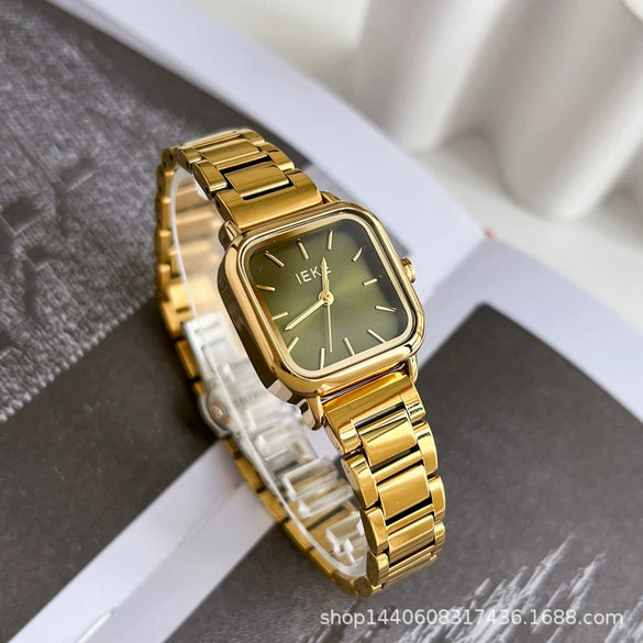 Female Student Fashion Square Alloy Case Steel Band Watch