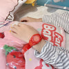 Female Student Heart Shaped Cartoon Style Pink Silicone Watch