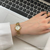 Female Student Round Alloy Case Fine Steel Belt Watch With Fritillary Pattern And Small Diamond Embedded Retro Light Luxury Style