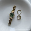 Female Student Round Alloy Case Fine Steel Belt Watch With Fritillary Pattern And Small Diamond Embedded Retro Light Luxury Style