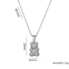 Female Titanium Steel Pendant Necklace With Cartoon Bear Zircon Light Luxury And Sweet Cool Style New Design