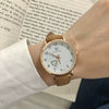 Female Watch Alloy Case Pu Strap Metal Clasp Round Dial Leisure Style Printed Logo