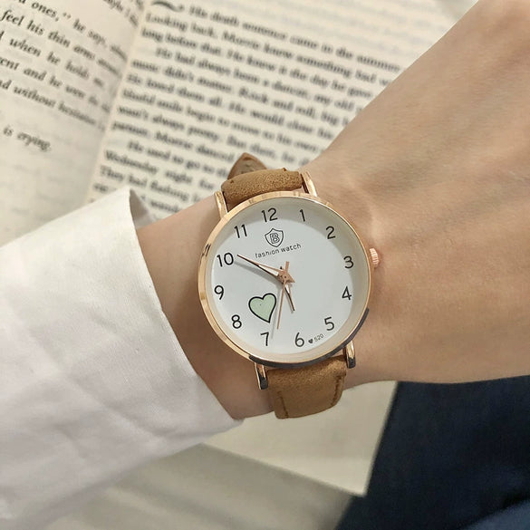 Female Watch Alloy Case Pu Strap Metal Clasp Round Dial Leisure Style Printed Logo