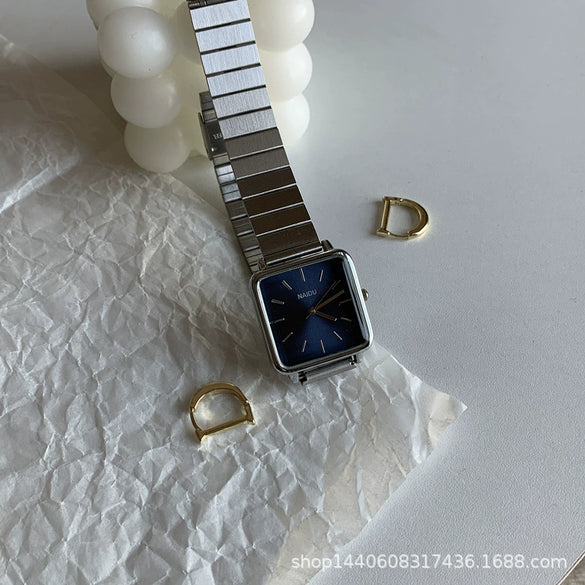 Female Watch Alloy Metal Steel Wire Belt Square Simple Cold Wind Green Leisure Design